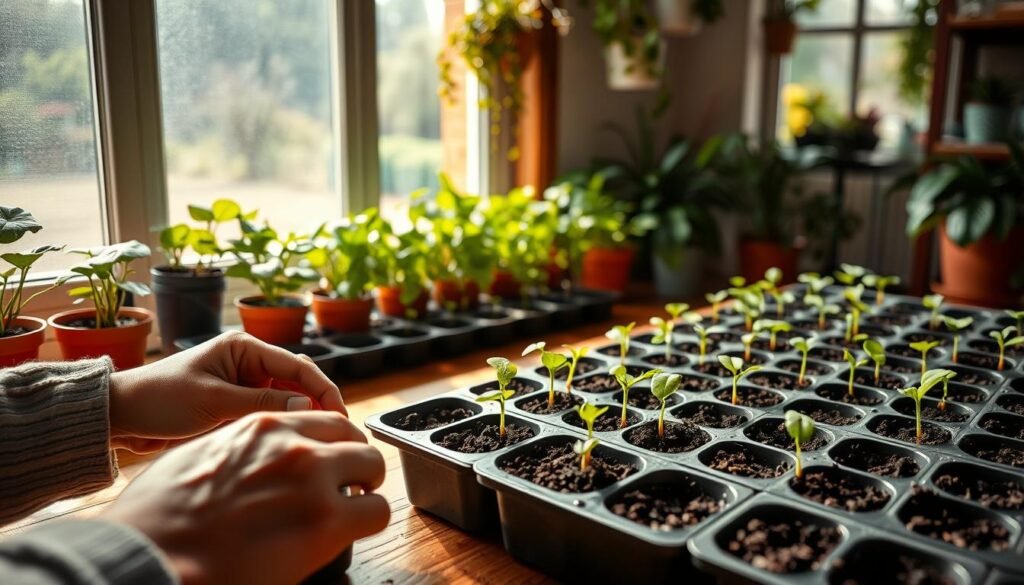 Plantando sementes em casa