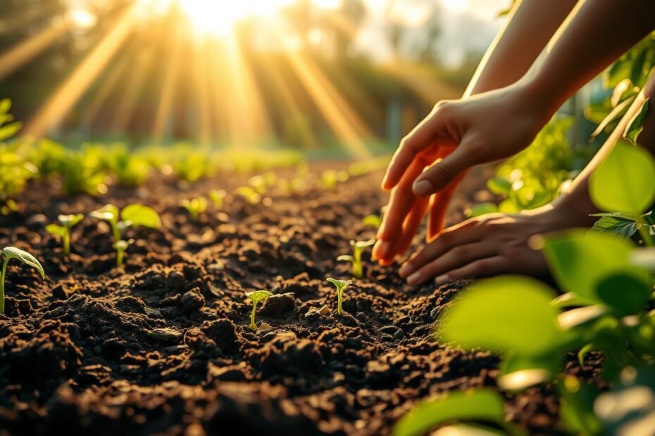 sementes recém-plantadas