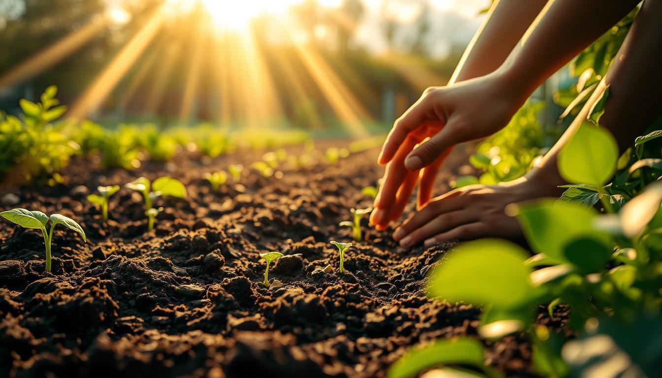 sementes recém-plantadas