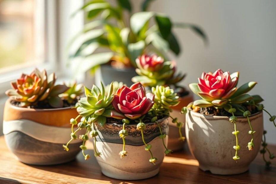 suculentas em vasos